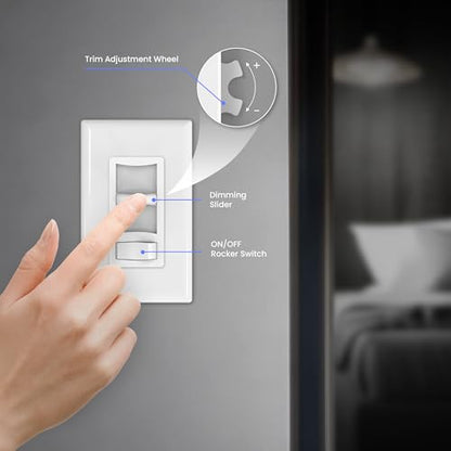 Feit Electric LED Slide Dimmer Switch, Single-Pole or 3-Way Wall Light Dimmer for Dimmable LED & CFL Bulbs, Includes Wall Plate and Wire Nut Installation, DIM/Slide/2, 2 Pack - style: SLIDE DIMMER