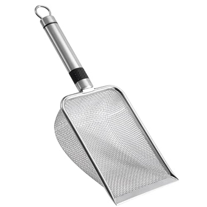 Metal Cat Litter Scoop, Stainless Steel Kitty Shovel Easy Clean Pooper Scooper with Hanging Hole Long Handle Sifter