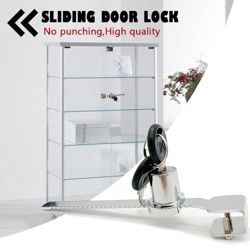 Sliding Glass Door Ratchet Lock with Chrome Finish,Glass Display Case Lock,Keyed Alike Showcase Display (2)