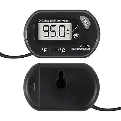 Digital Aquarium Thermometer with LCD Display - Water-Resistant Sensor Probe and Suction Cup for Fish and Reptile Tanks (Fahrenheit/Celsius)