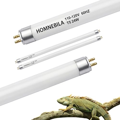 T5 10.0 UVB Reptile Light Bulb 24W, UVA UVB Light Bulb for Reptiles, 2 Pack Reptile UVB Lamp Tube 22 Inch, for Bearded Dragon, Lizards, Chameleons - color: White-2p-bulb, size: T5-22"