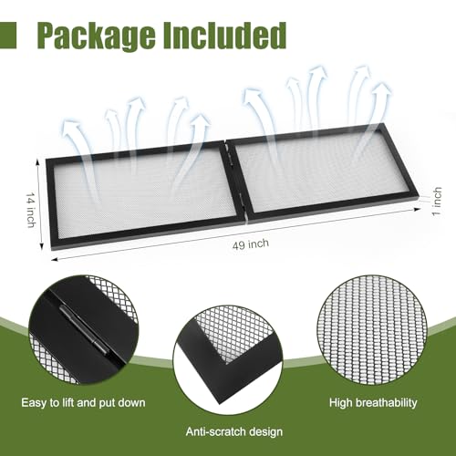 Landhoow 55 Gallon Screen Cover for Hinged Door Pet Reptile Terrarium Screen Cover Large Reptile Terrarium Fish Tank Lid with Center Hinge - size: 55 Gallon