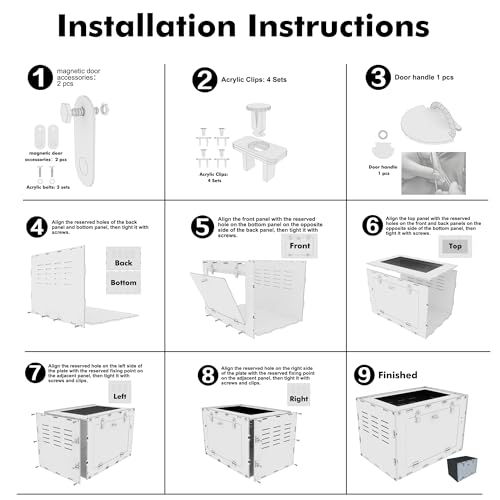 18x12x12 PVC Reptile Enclosure for Leopard Reptiles, Front Opening Tank | Three-sided light block, transparent front panel, front-opening design, ideal for leopard geckos & hermit crabs - size: 18"12"12"