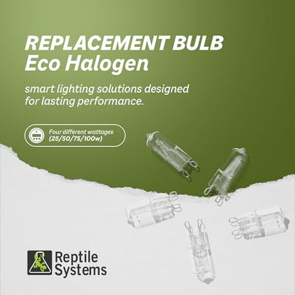 Reptile Systems Replacement Bulb Eco Halogen White Spot Lamp – White 75w, 2 Count – Replacement Bulb Kit for Reptiles & Amphibians – Light for Tanks, Vivariums & Crested Geckos