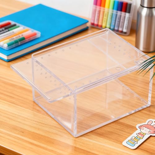 Spider Terrarium, Transparent Breeding Feeding Box, Acrylic Snake Enclosure Feature, Reptile and Amphibian Habitat Design with Usage for Lizard Frog Turtle Observation Breeding Feeding Pet Home