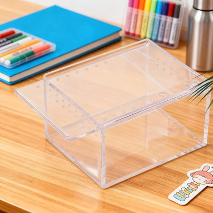 Spider Terrarium, Transparent Breeding Feeding Box, Acrylic Snake Enclosure Feature, Reptile and Amphibian Habitat Design with Usage for Lizard Frog Turtle Observation Breeding Feeding Pet Home