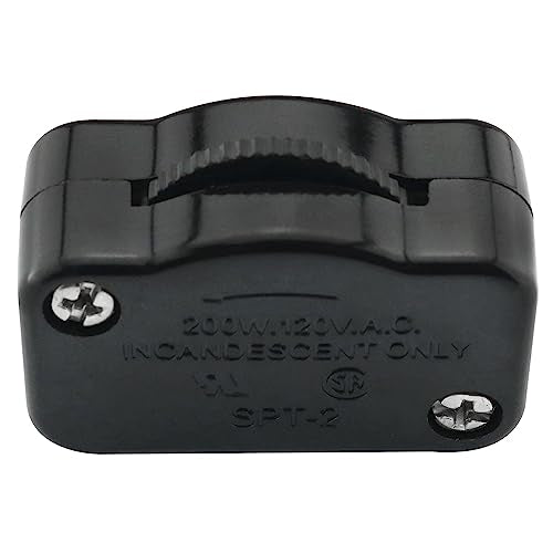 Hi-Low Dimmer Switch ZZLZX SPT-2 High to Low Inline Brightness Control Switch for 18/2 Lamp Cord, Black