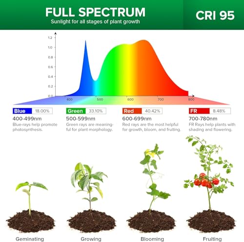 SANSI LED Grow Lights for Indoor Plants, 450W Full Spectrum Clip-on Gooseneck Grow Light with Ceramic Tech.,30W Plant Light with Optical Lens, Lifetime Free Bulbs Replacement White, No Timer - size: 3 Head 1-Pack