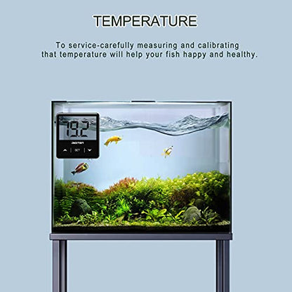 DIGITEN Aquarium Thermometer Digital Fish Tank Thermometer with Large LCD Display Stick On Water Terrarium Temperature Sensor Gauge for Reptiles Turtle Amphibians - color: Black