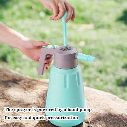 Handheld Garden Pump Sprayer, 0.5Gallon/68oz Garden & Lawn Pressure Spray Bottle with Safety Value & Adjustable Nozzle for Plant Spraying/Home Cleaning/Car Washing 2L Capacity (Turquoise) - color: Turquoise