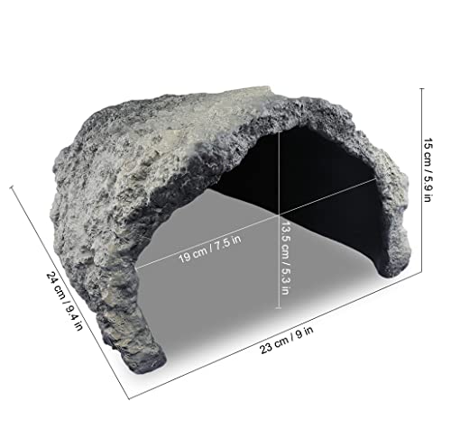 Reptile Rock Cave Habitat Hide – Premium Non-Toxic Decorative Resin for Aquariums & Terrariums. Ideal for Amphibians, Lizards, Snakes, Bearded Dragons, Geckos, Scorpions, Frogs, Spiders...Large Size