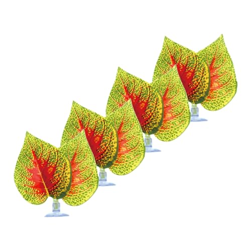BESPORTBLE 4pcs Aquarium Fake Plants Purple Perilla Leaf Artificial Aquarium Decor with Suction Cups, Plastic Terrarium Plants Ornament for Fish Tank and Reptile Habitat