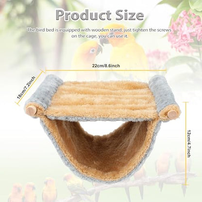 BWOGUE Winter Warm Bird Nest Bed Hanging Hammock Snuggle Hut Parrot House Tent Toy Bird Cage Perch for Parakeet Budgies Cockatiels Lovebird Cockatoo Finch Hamster Chinchilla Guinea Pig - color: Light Gray, size: Medium (9"x7.2")