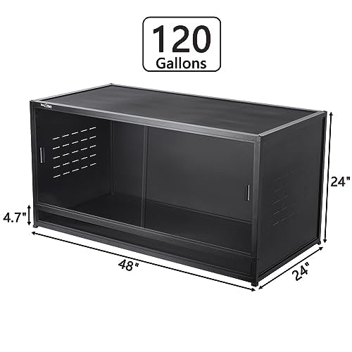 PVC Reptile Enclosure 48"x24"x24" Space Efficient Reptile Terrarium 120 Gallon Large Tank for Bearded Dragon Lizard Snake, Wide Breeding Vivarium Area with Sliding Glass Doors Combination Lock - size: 48"x24"x24" (120 Gallons)