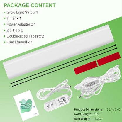 FOXGARDEN Grow Light, Full Spectrum Plant Light Strip for Indoor Plants, 96 LED Bright Grow Lamp with Auto On/Off Timer 4/8/12H, 4 Dimmable Brightness - color: One Head
