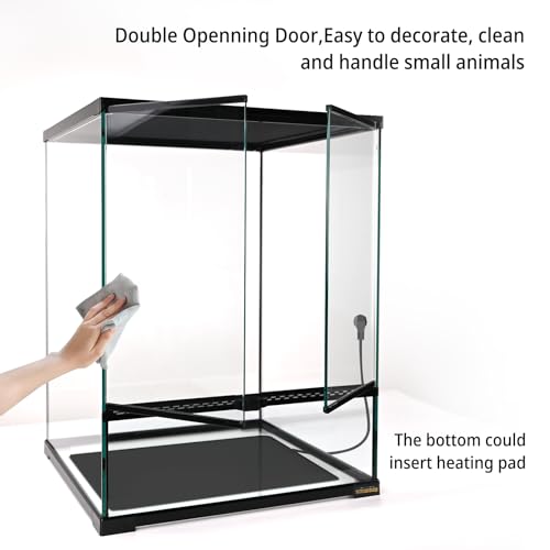 30 Gallon Tall Reptile Glass Tank Terrarium 18"x18"x24" Large Habitat Enclosure for Gecko,Lizard,Chameleon,Frog,Snake,No Install Needed and Come with Tank Background - size: 18*18*24inch