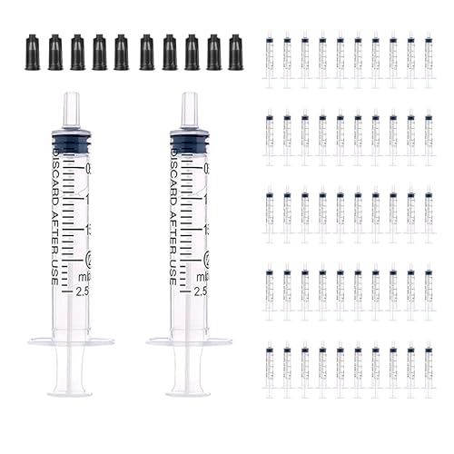50 Pack 2ml Syringe for Liquid Without Needle,Syringe with Cap,Individually Wrapped,Measurement for Scientific Labs,Measuring Liquids,Pet Feeding,Oil or Glue Applicator (A 50 Pack 2ml) Straight Mouth - size: A 50 Pack 2ml