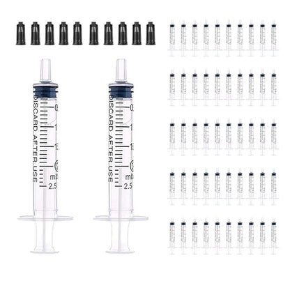 50 Pack 2ml Syringe for Liquid Without Needle,Syringe with Cap,Individually Wrapped,Measurement for Scientific Labs,Measuring Liquids,Pet Feeding,Oil or Glue Applicator (A 50 Pack 2ml) Straight Mouth - size: A 50 Pack 2ml
