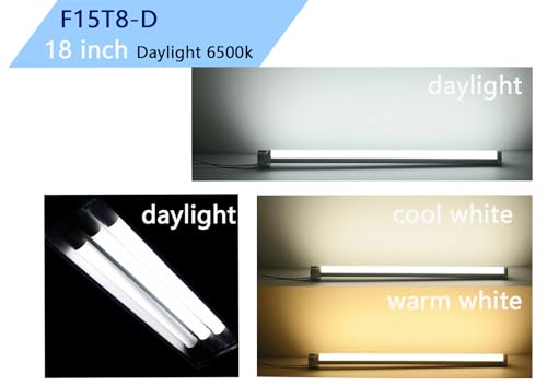 Flyercatch 18inch F15T8-D Daylight 15W Fluorescent Bulb,18'' F15T8/DL 6500K Bright White Lighting, T8 Linear Preheat Lamps, Full Spectrum for Aquarium Fish Tank, Plant Lighting
