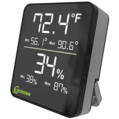 LOCKDOWN Digital Hygrometer with Convenient Design, Backlit Screen and Min/Max Reading for Temp and Humidity Monitoring in Safes, Rooms, Cases and Cabinets - style: Digital
