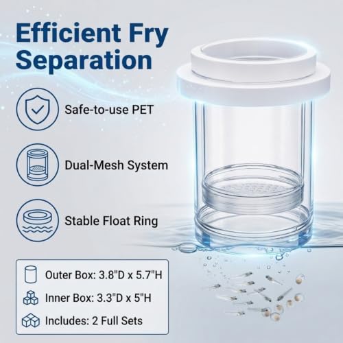 Breeder Box for Fish Tank, 2 Pieces, Floating | Plastic Aquarium Isolation Box, Mesh Fish Nursery Separator Tank Hatchery Incubator for Shrimp, Betta, Clownfish, Guppy