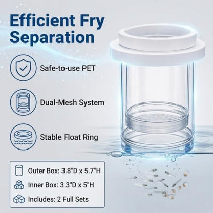 Breeder Box for Fish Tank, 2 Pieces, Floating | Plastic Aquarium Isolation Box, Mesh Fish Nursery Separator Tank Hatchery Incubator for Shrimp, Betta, Clownfish, Guppy