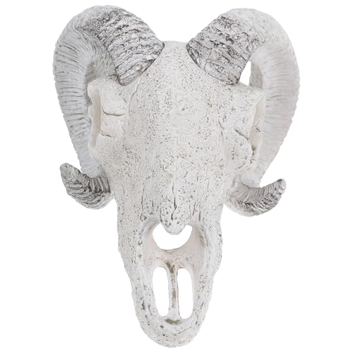 Alasum Reptile Hideout Shelter Skull Decor Resin Aquarium Tank Decoration Large White Ram Skull for Terrarium Habitat Accessories Suitable for Small Reptiles and Fish