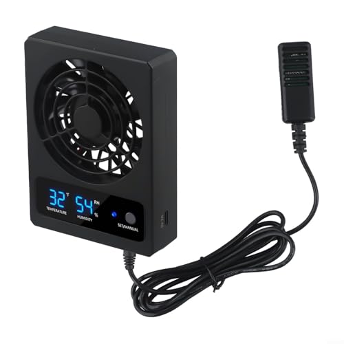 Reptile Enclosure Ventilation Fan, Automatic Humidity Control & Quiet Air-Circulation For Rainforest Terrarium, Smart Cooling System With Display(Fahrenheit) - color: Fahrenheit