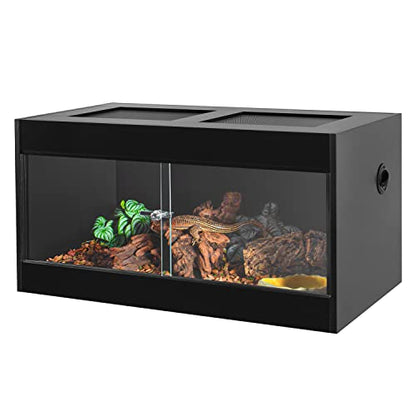 50 Gallon Reptile Enclosure, 36" x 18" x 18" Wooden Reptile Terrarium with Double Hinge Sliding Doors & Top Screen Ventilation, Better Heat Preservation, Suitable for Bearded Dragon Gecko Ball Python