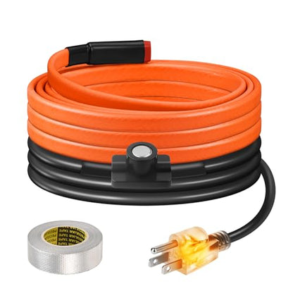 6FT Heat Tape for Water Pipes Freeze Protection IP65 Waterproof 8W/FT 110V BDDFOTO Water Pipe Heat Cable With Thermostat Self-Regulating Pipe Heater for House Garden/RV Camper - style: 06FT