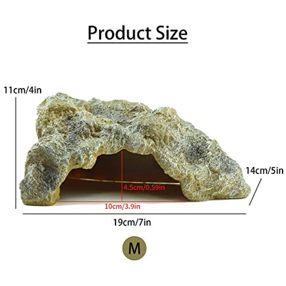 OMEM Reptile Rock Hide Cave Large Right-Angle Hideout Breeding Box Shelter Terrarium Habitat Decor (Medium) - size: Medium