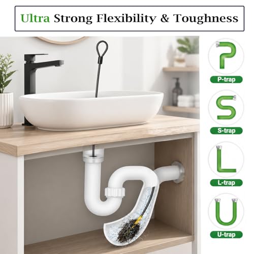 Drain Snake Hair Drain Clog Remover 35 Inch, 5PCS Reusable Sink Snake Drain Hair Remover Tool, Anti-Break Metal Plumbing Snake Drain Cleaner for Shower, Bathtub,Kitchen Sink