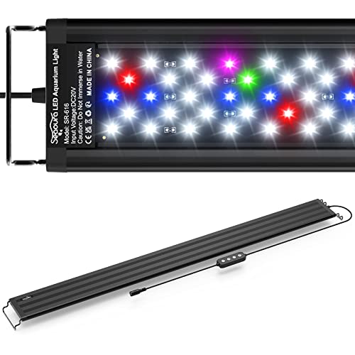 SEAOURA Led Aquarium Light for Plants-Full Spectrum Fish Tank Light with Timer Auto On/Off, 36-42 Inch, Adjustable Brightness, White Blue Red Green Pink LEDs with Extendable Brackets for Freshwater - size: for 36-42 inch tank