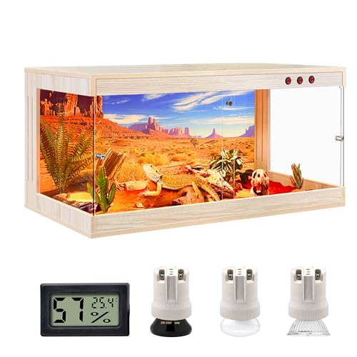 Royxen Reptile Enclosure, Tempered Glass Reptile Tank with Wooden Top and Lockable Design,Bearded Dragon Tank for Lizard Gecko Tortoise Snake Habitat (Oak, 65 Gallons,40" Length) - color: Oak, size: 65 Gallons,40" Length