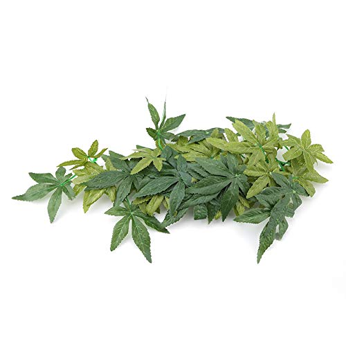 Reptiles Artificial Vine Plastic Fake Hanging Leaves Green Simulation Plant Reptile Terrarium Habitat Decor Aquarium Fish Ornament Reptile Vines with a Sucker - size: 40cm