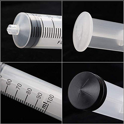 DEPEPE 2pcs 100ml Large Plastic Syringe with 2pcs 47in Handy Plastic Tubing and Luer Connections for Scientific Labs, Measuring, Watering, Refilling, Filtration, Feeding