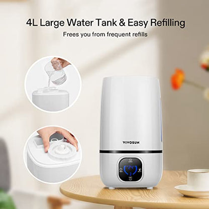 VIVOSUN 4L Cool Mist Humidifier with Remote Control for Bedroom, Plants, Baby, Dry Skin - style: 4L Cool Mist Humidifier