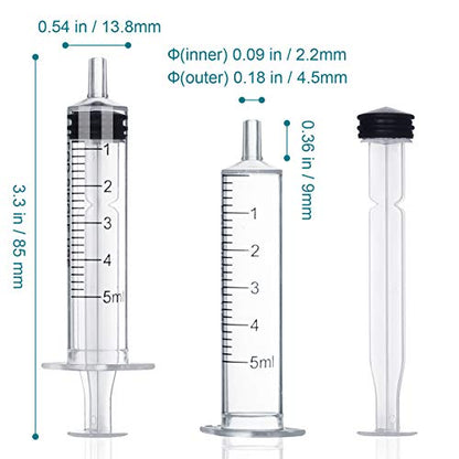 5ml Syringe Without Needle - 5 ml Small Plastic Syringes Sterile Individually Packed with Cap for Lab Medicine Student Measuring Liquid and Pet Dog Cat Baby Feeding Oral Colostrum ( 12 Pack 5cc /ml )