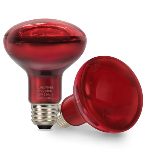ALAMPEVER 2 Pack Red Heat Lamp Bulb, 75 Watt Infrared Light Bulb for Bearded Dragon, E26 Base, Durable Reptile Heat Bulb for Amphibian, Lizard, Tortoise, Gecko - color: Red, size: 2 Pack 75W