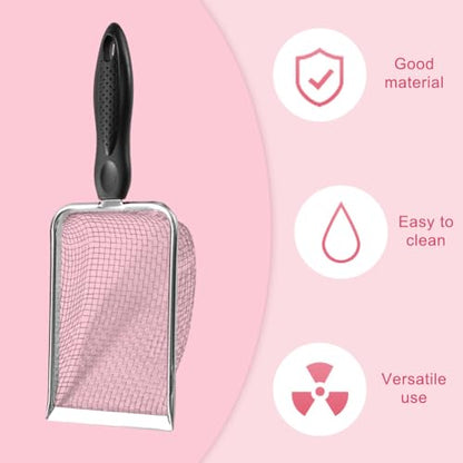 iayokocc Cat Litter Scoop,Stainless Steel Mesh Cat Litter Cleaner Corner Shovel, Long Handle Scooper Shovel Kitty Litter Scoop Easy to Clean, Cats Litters Shovel,Metal Garbage Shovel
