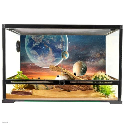 AWERT 72x16 inches Galaxy Aquarium Background Space Theme View of The Planets from Earth Fish Tank Background Hot Desert Terrarium Background - size: 72x16in/180x40cm