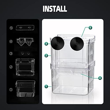Breeding Box for Fish Tank, Aquarium Hatchery Incubator Breeder Box, Isolation Divider Hatching Boxes for Small Baby Fishes Shrimp Clownfish and Guppy - size: S - 3.11*2.71*4.25 IN
