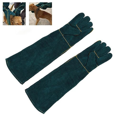 Pongnas Bite Proof Animal Handling Gloves for Dogs Cats Reptiles PuncturePet Grooming & Training with Extended Sleeve Safe Wildlife Control (Large)