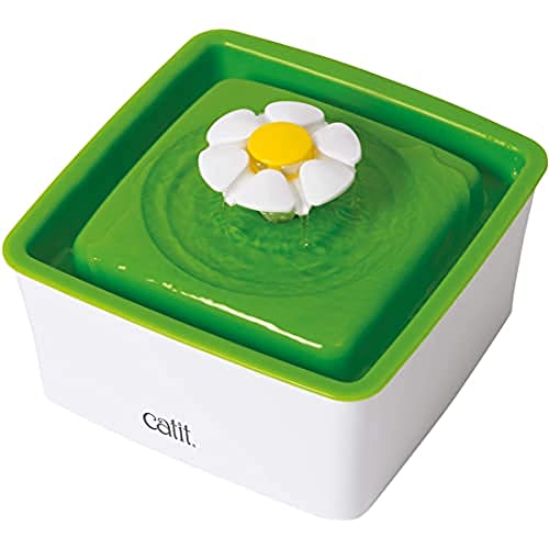 Catit 2.0 Mini Flower Drinking Fountain – Cat Water Fountain with Triple Filter and Ergonomic Drinking Options,Green - style: Mini water Fountain