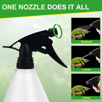 DukroukReptile Spray Bottle Adjustable Nozzle,500ml(17oz) | Reptile Mister Bottle,No Clog No Leak,Easy to Grip with Adjustable Nozzle