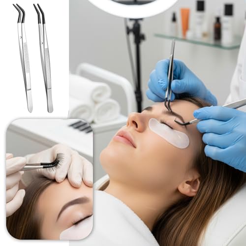 4 Pieces Tweezers with Rubber PVC Coated Set Silicone Tip Tweezers Coated Flat and Bent Forceps for Lab Industrial Crafting, Jewelry, Electronics, and Lab Work