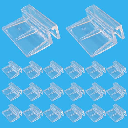 Hordion 20pcs Aquarium Lid Clip, 6mm Clear Acrylic Fish Tank Lid Holder Aquarium Glass Cover Clips for Rimless Aquarium Fish Tank - size: 6mm