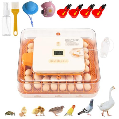 56 Egg Incubator for Hatching Eggs–Smart Auto Turner & Humidity Control, 360° View, Built-in Candler |Hatching Kit with Chick Helmet for Chicken, Duck, Quail | Ideal for Home & Classroom
