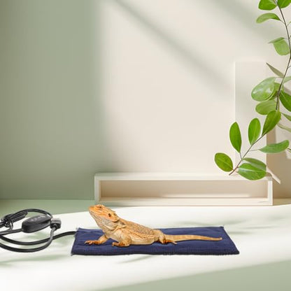 Hemoton Small Reptile Heat Mat with Temperature Control, Nano Fiber Heating Pad for Lizards, Hermit Crabs, Snakes, and Small Animals, Under Tank Terrarium Heat Source for Reptile Habitats