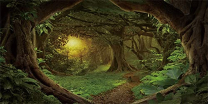 AWERT 24x16 inches Psychedelic Forest Terrarium Background Dim Old Trees Woodland Reptile Habitat Background Green Rainforest Aquarium Background Vinyl Background - size: 24x16in/60x40cm